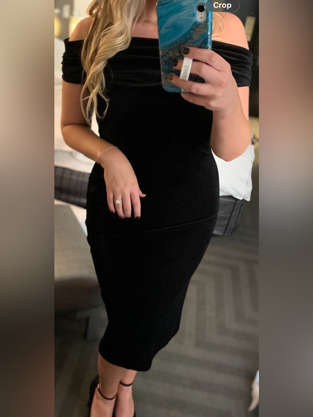 BCBGeneration Black Velvet Midi Cowl-Neck Dress